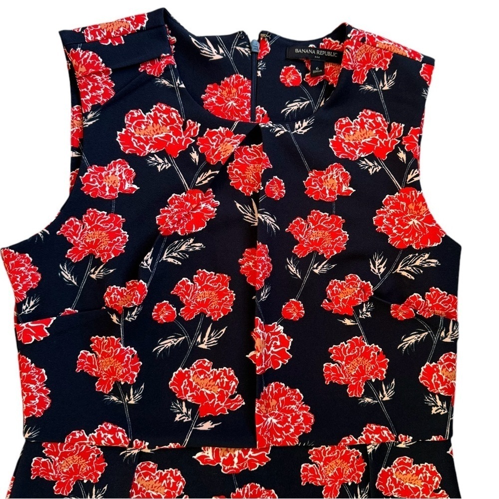 Banana Republic Navy Blue Floral MidI Sheath Dress Poppy Print | Women’s Size 6 - Picture 6 of 13